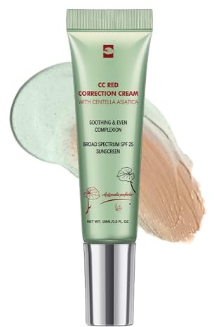 CC Red Correct With Cen-Tella,CC Cream Foundation,Color Correcting Cream,Skin Tone Correcting, Green Concealer For Redness,Balance Skin Tone And Reduce Redness,Suitable For All Skin Types