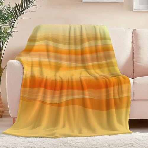 Kuscheldecke Flauschig 150 x 200 cm – Weiche Mikrofaser Wohndecke mit Abstraktem Orange-Gelb Farbverlauf, Warme Sofaüberwurf & Couchdecke für Wohnzimmer und Schlafzimmer