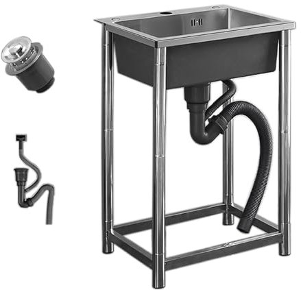 Edelstahl Handwaschbecken, 50x40x75 cm / 20x16x30 Zoll Outdoor Campimgspüle, Waschbecken Garten Waschtisch für Garten Camping Badezimmer Gäste-WC Waschküche Keller WeiB