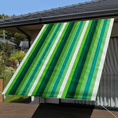 Protezione della privacy per balcone, 80 x 1000 cm, resistente alle intemperie, frangivento per patio, recinzione, cortile, portico, strisce verdi e bianche, ideale per la privacy all'aperto.