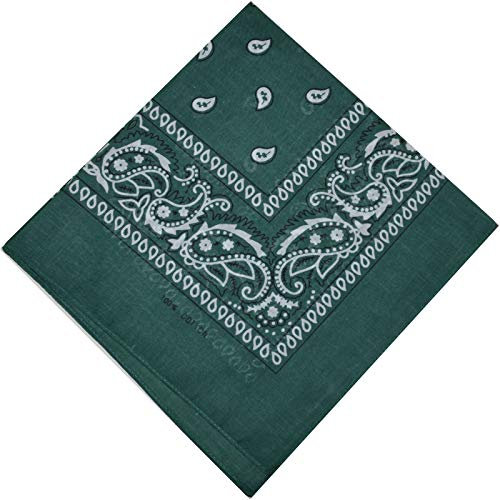 Bandana Halstuch Biker Nikki Tuch Schal Paisley Kopftuch 100% Baumwolle (Flaschengrün, 3er)