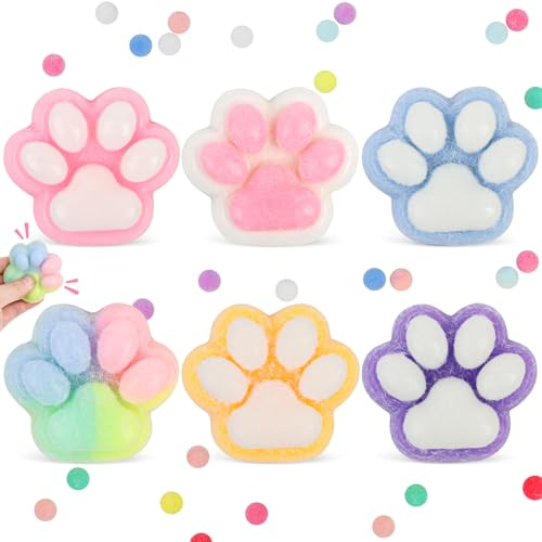 6 Stück Taba Squishy, Fufu Squishy, Katzenpfoten Squishy, Anti Stress Squishy Pfote, Squeeze Toy Squishy Pfote, Katzenpfoten Quetschspielzeug, Cat Paw Squishy, Süße Weiche Katzenpfoten