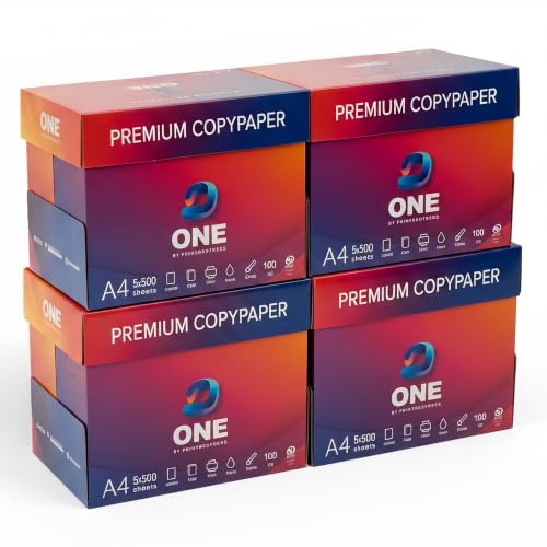 ONE Druckerpapier A4 Kopierpapier - DIN A4-10.000 Blatt - 4 Kartons | ONE Druckerpapier und Kopierpapier DIN A4, 10.000 Blatt, 4 Kartons, weiß, für Laser/Tintenstrahl, Büro und Home Office