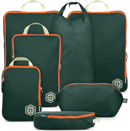 TRIPPED Travel Gear Large Compression Packing Cubes 7-Piece Set for Travel | Expandable Compression Bags for Organized Storage in Checked Luggage and Suitcases