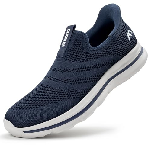 ODCKOI Men's Slip On Trainers Breathable Hands Free Walking & Running Shoes for Gym, Work & Daily Use, Lightweight Cushioned No Tie Design Laces Sports Sneaker