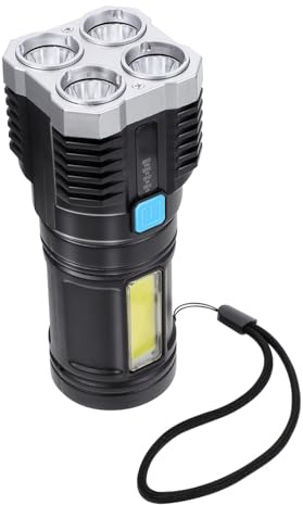 FUTUREORYY Rechargeable Outdoor LED Flashlight USB Portable Camping Torch with Cob Side Light Multifunctional Emergency Lighting for Hiking and Home Use