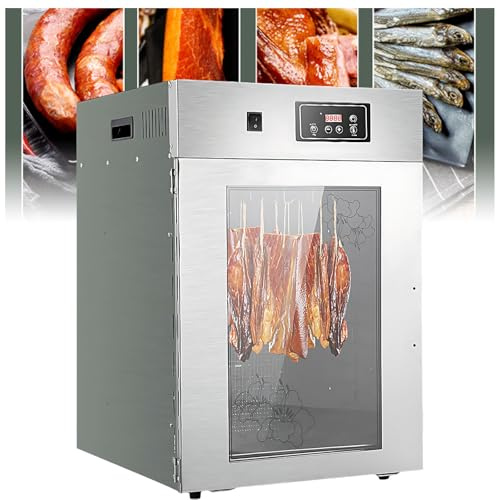 360 ° Séchoir à Viande Rotatif, 800w Séchoir Alimentaire Commercial, Acier Inoxydable, Température réglable de 30 à 90 °C, Pour Saucisses, Poulet, Canard, Poisson, Bœuf