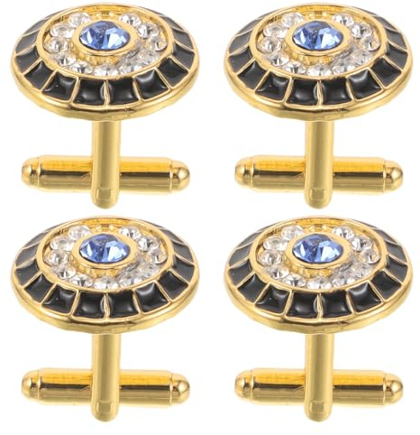 Mikikit 2 Par Herrcufflinks med Eleganta Metalldetaljer och Rhinestone Öga Tuxedo Skjortknappar för Affärs Bröllopstillfällen Hållbara och Bländande Manschettknappar