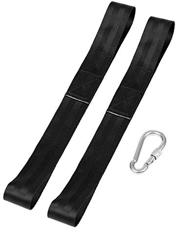 RASTKY Heavy Duty Battle Rope Anchor Strap Kit for Ropes Home Gym Fitness Training 2 Nylon Straps & 1 Stainless Steel Clamp/Holder Black