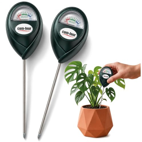 com-four® 2 fuktmätare för växter, mätare för krukväxter, jordtestare