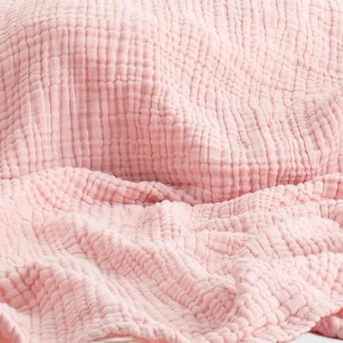 YBOEG Muslin Decke Erwachsene Sommer, Muslindecke Sommer Erwachsene, Sanfte Muslin Decke 6 Lagig, Lightweight Breathable Muslin Blanket in Groß für Sofa, Bett, Sessel (Rosa,150×200 cm)