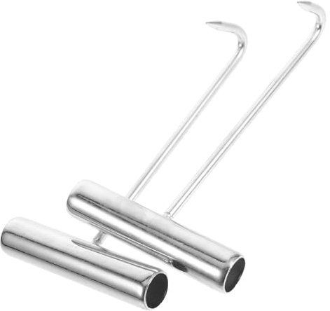 HEALLILY Ganci per Carne in Ferro 2 Pezzi, Forma a T, Utilizzabili per Grilling e Affumicatura di Maiale e Manzo, Adatti a Macellai e Cuochi Casalinghi