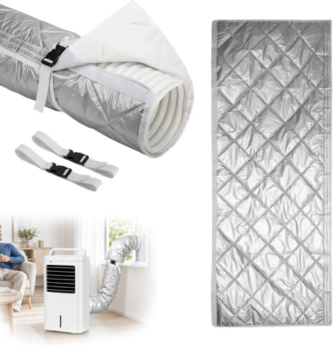 Manchon Isolation Tuyau Climatisation 150 x 58 CM, Tissu Oxford, Compatible13et15cm, Meilleur Refroidissement, Convient Pour Maisons, Bureaux, Chambres, Salons Et Autres Lieux (argent)