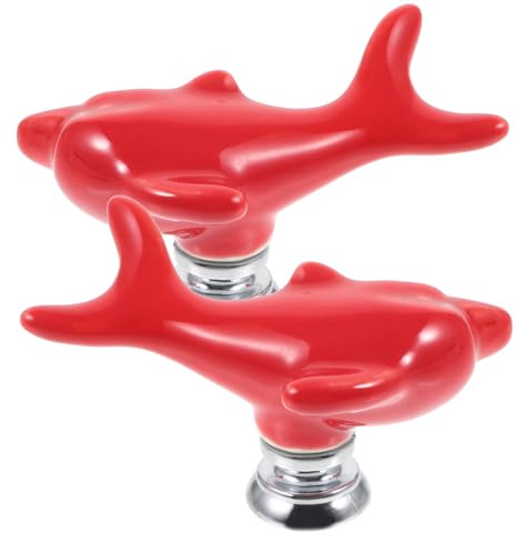 GALPADA Toilet Zinc Material and Alloy Ceramic with Convenient Alternative 2pcs Red Dolphin Shaped Button to Assistant Tool Traditional Toilet Tank Buttons, Stylish Modern Design for Home