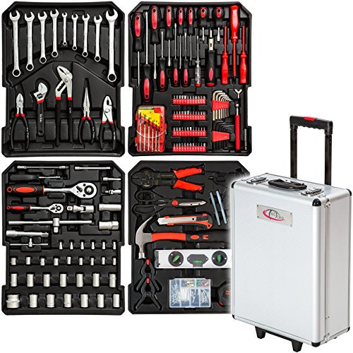 TecTake 251 SET DI ATTREZZI TROLLEY VALIGIA ALLUMINIO PORTATTREZZI PORTAUTENSILI CASSETTA