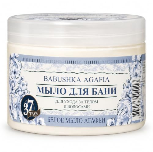 Babushka Agafia Sibirische Duschseife & Haarseife in Weiß 500 ml – 2-in-1 Kräuterseife mit 37 Pflanzenextrakten, Milch- & Reisproteinen – sanfte milde Körperseife und Shampoo für sanft gepflegtes Haar