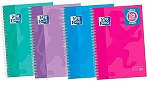 Oxford 144508 Notizbuch, mehrfach perforiert, 5 x 5, A4, 5 Farben