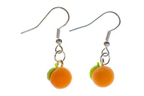 Miniblings Orange Ohrringe Hänger Apfelsine Orangen Frucht 3D versilbert | Ohrschmuck, sorgfältig in Berlin gefertigt, mit Früchte und Obst