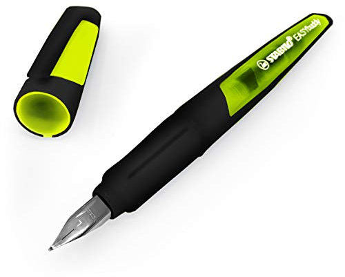 Stabilo Easy Buddy Füllfederhalter für Linkshänder (L), Schaftfarbe: schwarz und grün, mit Mine, Schreibfarbe blau