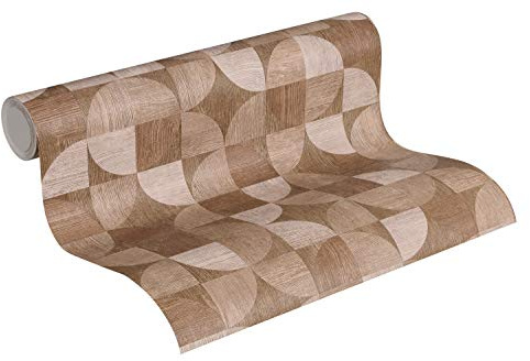 A.S. Création Livingwalls 369134 Metropolitan Stories Nils Olsson Copenhagen Tapete in geometrischer Holz Optik Vliestapete beige braun, 10,05 m x 0,53 m