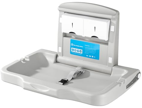 Modundry Fold Down Baby Changing Diaper Station, Horizontal Wall Mounted, Sturdy & Durable, with Safety Straps to Keep Baby Secured, Ideal for Commercial Restrooms