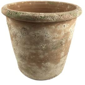 Hirsch Terracotta Vaso Caspo 30 cm Galestro Antik D-Aussen 30 cm D-Innen 26 cm Höhe 28 cm Rund Kräutertopf, Blumentopf