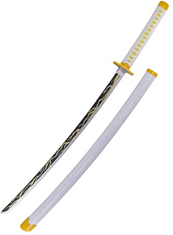 AMONT - Katana Decorativa Japonesa en Bambú - Modelo Agatsuma Zenitsu - Serie Anime | 105 cm - Auténtica Réplica en Madera para Exhibición o Entrenamiento | EYM