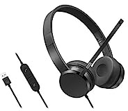 Lenovo USB-A Wired Stereo On-Ear Headset with Control Box