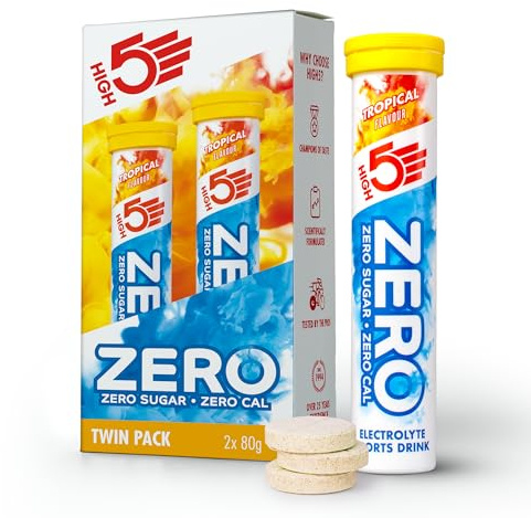 HIGH5 ZERO Elektrolyte Tabletten, Ohne Zucker, Tropisch, 2 x 20 Stück | Brausetabletten mit Kalium, Calcium und Magnesium. Hydration Helper für mehr Leistung und Wohlbefinden.