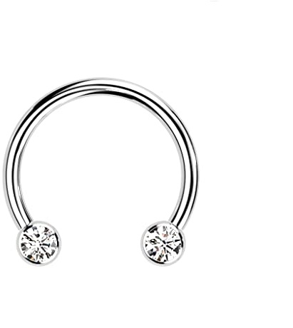 Paula & Fritz® Push-In Set Hufeisen Zirkonia Titan-IUM Grade 23 Gewindelos 1,2-mm Stärke Kombinierbar Press-Fit Circular Barbell Septum-Piercing Aufsatz