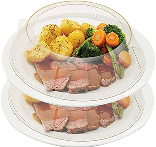 Chabrias Ltd Polycarbonate 2 in 1 Plate Ring, 40 mm H x 215 mm Stackable Plate Rings for pre-Plating Food in Advance, Microwave Safe UK Make (10 Pack)