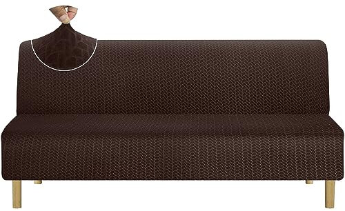 Granbest Verdickte Hohe Dehnung Armlose Futonbezug,Neue Muster Weiche Futon Abdeckung für Faltendes Schlafsofa Anti-Rutsch Sofabezug ohne Armlehne (Futon,Schokolade