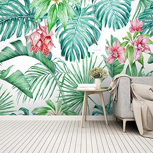 Vlies Fototapete Tropische Palmenblätter 3D Effekt Vlies Tapeten Wandtapete XXL Moderne Wanddeko Wohnzimmer Schlafzimmer Büro Flur 350 cm B x256 cm H