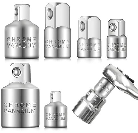 JOLIGAEA Adapter-Satz, 6tlg Adapter-Set, Stecknuss-Adapter für Ratschen, 1/4 auf 3/8, 3/8 auf 1/4, 3/8 auf 1/2, 1/2 auf 3/8, 1/2 auf 1/4, 1/4 auf 1/2, SteckschlüSsel Adapter, CR-V