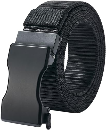 LionVII Ratchet Belts for Men, 1 3/8 Slide Belt with Automatic Buckle for Men Dress, Adjustable Trim to Fit 28-49 Waist (Black)