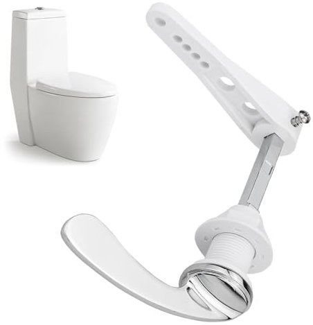 Gunwon 1pcs Universal Toilet Handles Flush Lever,Chrome Plated Replacement Tank HandleAlloy Split Handle,Victorian Style Handle,Toilet Handle for WC Cistern Tank(Silver), no