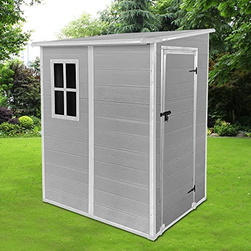 Panana Outdoor Storage Sheds Includes Plastic Floor,Plastic House Tool Shed Box,4ft,5ft,6ft (4 x 4.66f)