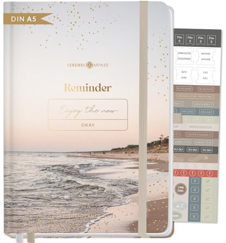 Lebenskompass Studienplaner 2024 2025 A5 ”COAST” - Schöner Semesterplaner für Uni - Terminplaner Buchkalender für Studenten