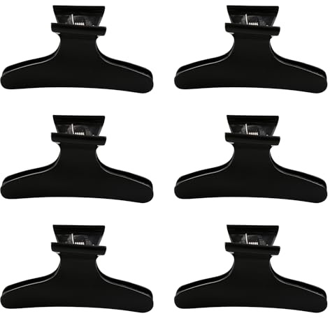 Tabanzhe 6 PCS Black Butterfly Hair Clips,Stylish Style Hair Clips,Hairdressing Tool Styling Hair Accessories,Plastic Hair Positioning Hairpin for Women Girls