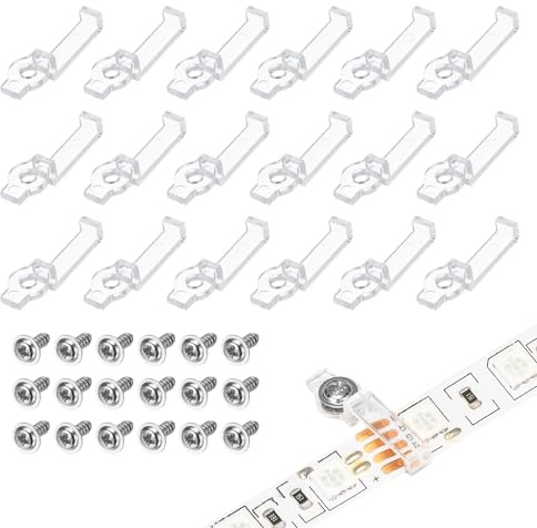 PATIKIL Strip Light Clips, 60 Stück Transparente LED Strip Light Schrauben | Halterungen mit, Doppelseitige Befestigungsclips für 12mm breite LED-Lichtstreifen