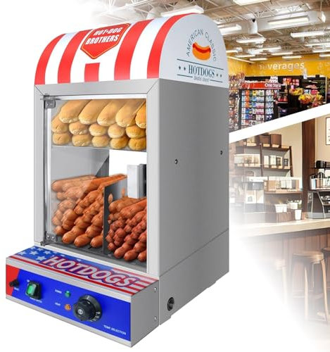 YZRDCXM Machine à Hot-Dog, vitrine chauffante for Hot-Dog, Machine à Vapeur for Hot-Dog, Four Grille-Pain avec Tuyau de Chauffage en Forme de U et Sortie de vidange latérale, Fonction Anti-séchage