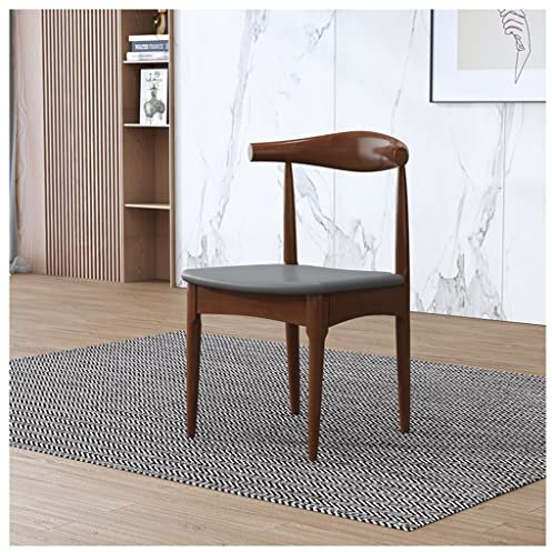 Esszimmerstuhl aus Leder, bequemer Stuhl für kleine Räume, armloser Holzstuhl mit Lederkissen, Akzentstuhl aus der Mitte des Jahrhunderts für Küche, Gäste-Esszimmer, Schlafzimmer, Beistellst