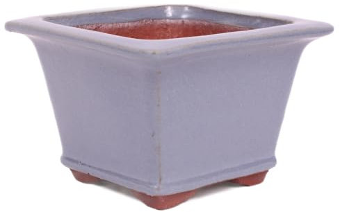 generisch Tokoname Bonsaischale von Youzan - 10.5 x 10.5 x 7.3 cm - eckig - blaugrau - 58130