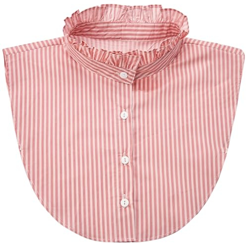 NIDMIDO Women Ruffle Mock Neck Detachable Half Blouse Shirts Fake Collar Dickey Collar Faux False Collar for Girls, Red, M