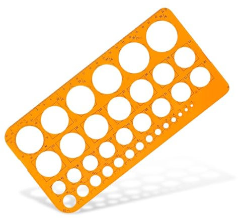 Kreisschablone zum Zeichnen, Transparent Orange Digitale Messschablonen Lineale, Zeichenschablone mit 36 Kreisen Kreislineal für Büro und Schule Bau Schalung Zeichnungen Vorlagen