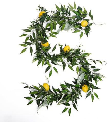 Wnvivi 180cm Foglie di Salice Artificiale Ghirlande di Limone, Foglie Verdi di Seta Appese con Limoni Gialli, Primavera Estate Ghirlanda di Limone per Decorazioni per Interni