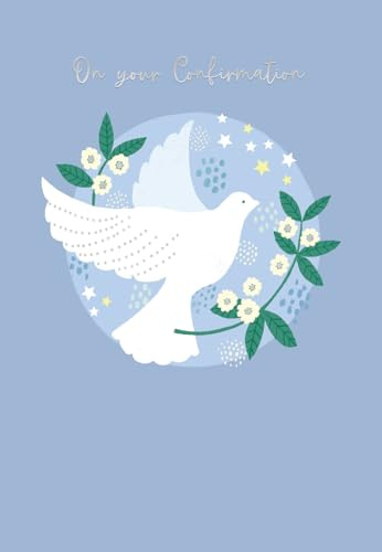 IC&G Confirmation Day Congratulations Card - Confirmation Congratulations Card with Floral Dove Design and an Embossed Foil Finish