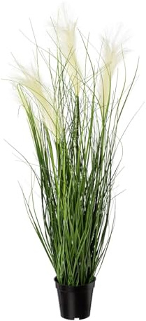 CREATIV green künstliches Pampasgras 92cm im Topf I naturgetreues künstliches Pampasgras Creme-Farben I Ziergras für Innen I hochwertige & dekorative Dekopflanze I Kunstpflanze im Topf