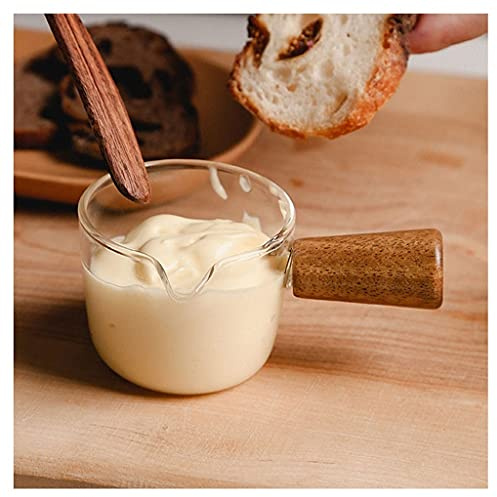 NEBE Gravy Boat Mini Salad Cup Coffee Milk Jug with Handle Seasoning Jug Heat-resistant Glass Milk Jug Afternoon Tea Jam Cup Gravy Jug(A)
