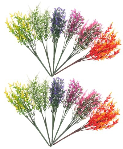 Kisangel 12pcs Outdoor Artificial Flowers: UV Resistant Fake Plants - Colorful Realistic Plastic Lavender - Outside Garden Simulated Lavender Bundles